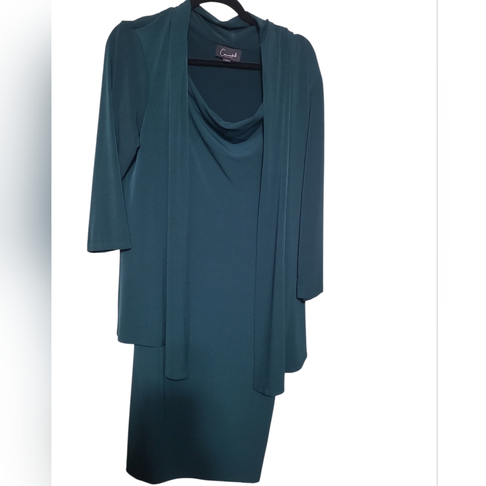 Connected Apparel Teal Ensemble with Long Jacket